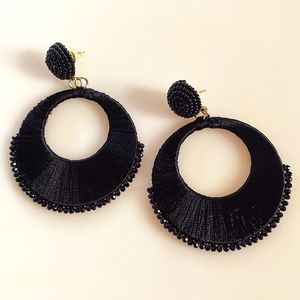 Beaded Woven Drop Circle Handmade Earrings